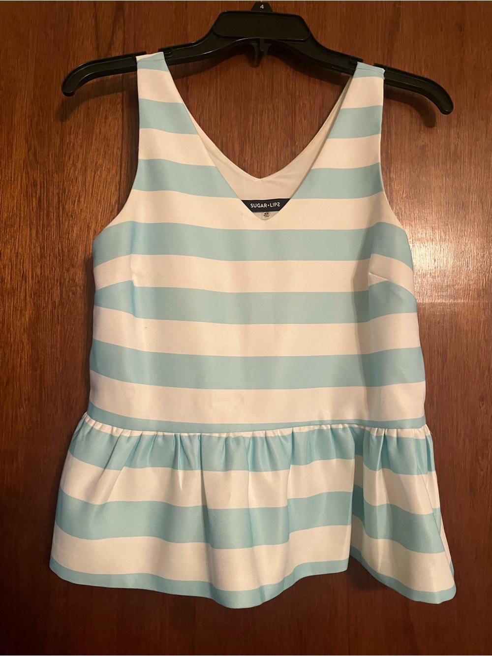 Sugarlips Blue & White Striped Peplum Camisole